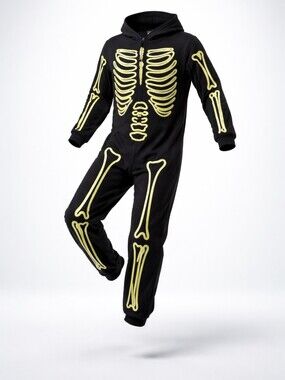 Glow-In-The-Dark Skeleton Onesie Pajamas - Black